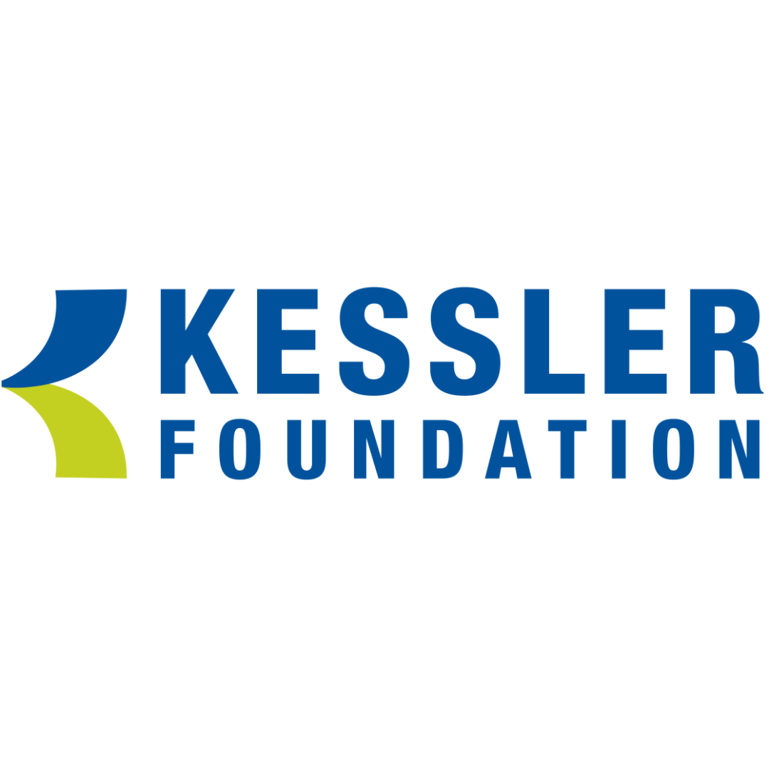 Logo for Kessler Foundation, with an abstract blue and green letter K on the left.